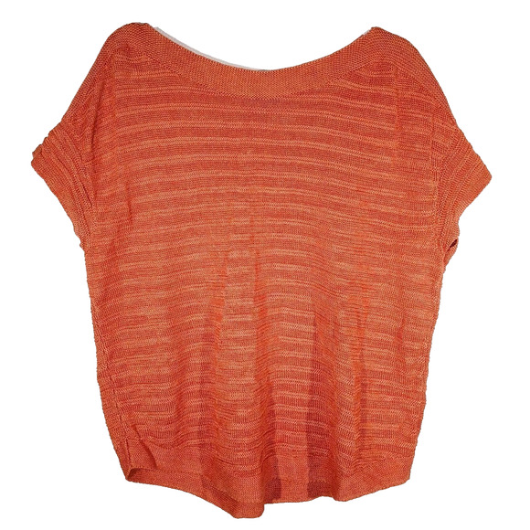 Talbots Linen Cable Knit Sweater Vest Boat Neck Orange XL Boho Beach Preppy EUC - Picture 1 of 6